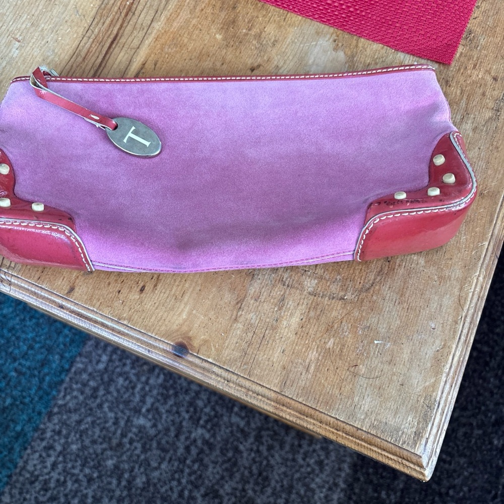 Tod's Vibrant Pink and Red Suede Wristlet